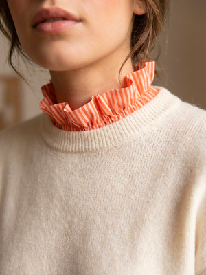 Col amovible rayé corail