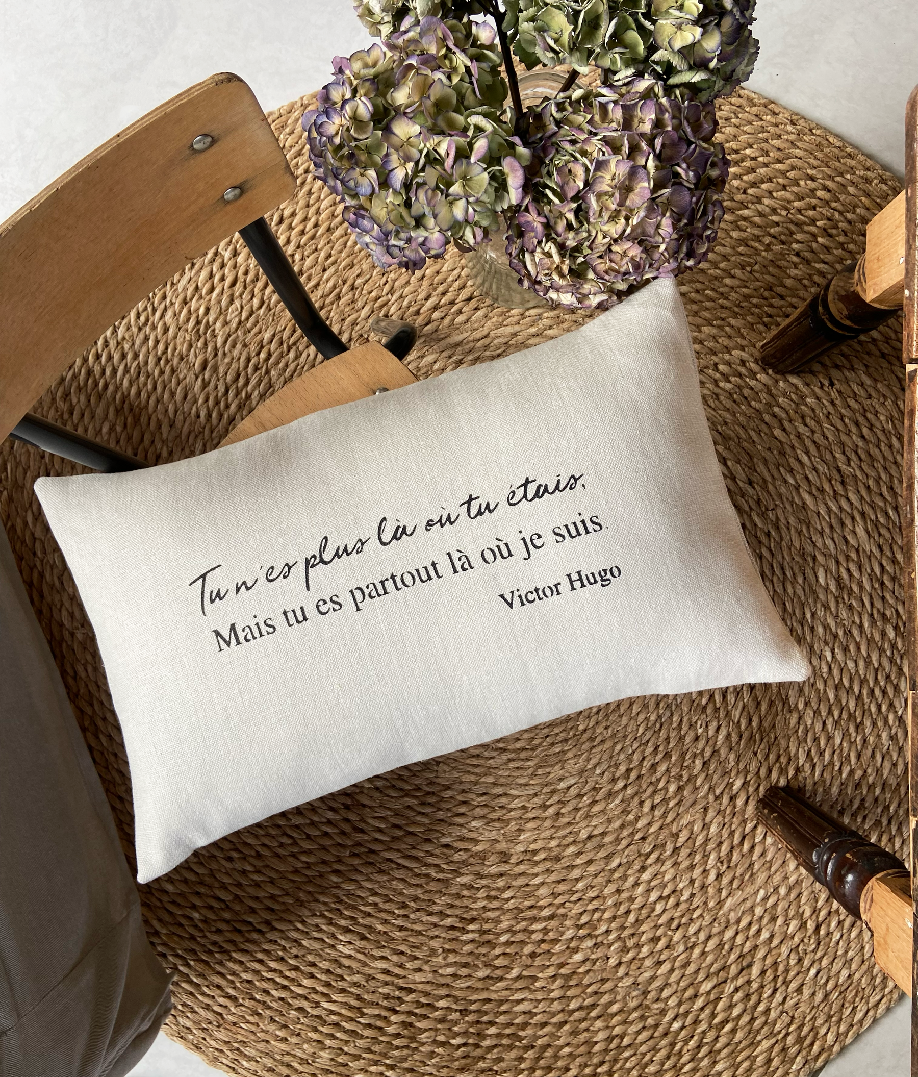 Coussin Lin - Citation Victor Hugo